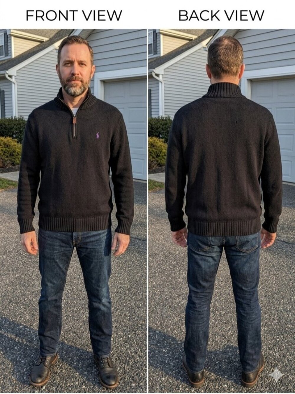 Polo Ralph Lauren Men M Black 100% Pima Cotton 1/4 Zip Pullover Sweater Classic